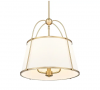 Klasyczna lampa wisząca mosiężna abażurowa dekoracyjna z geometrycznym detalem SAVANNAH P03538BR-WH